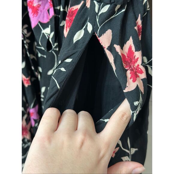 NWOT Free People Lighten Up Black & Pink Floral Tea Combo Mini Dress Women's L - Picture 7 of 14